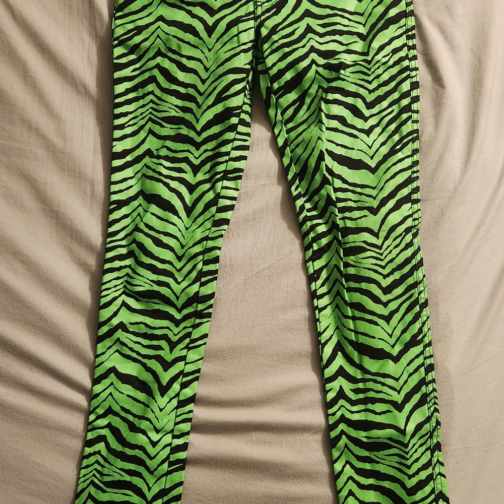Tripp NYC Green and Black Zebra Print Straight Leg Pants